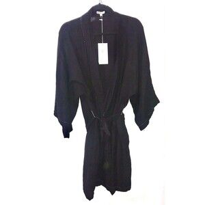 Calme Johnny Was Women's Size XL Black 100% Cotton Kimono Robe Gauzy Light